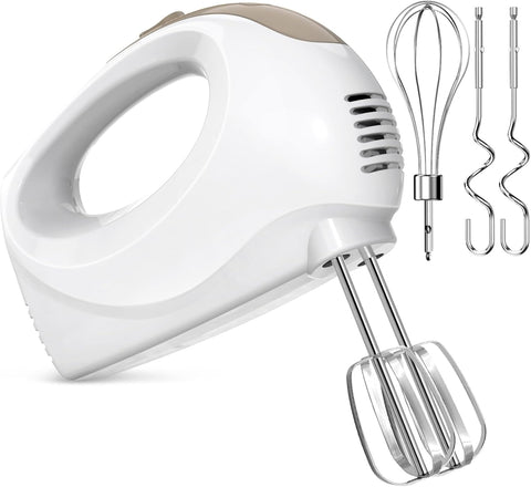 Hand Mixer Electric with 5 Speeds & Turbo – Includes 5 Stainless Steel Attachments for Baking, Whisking & Dough (CX-6613)