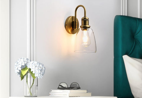 JIMUBEAM 1-Light Industrial Wall Sconce with Clear Glass Shade