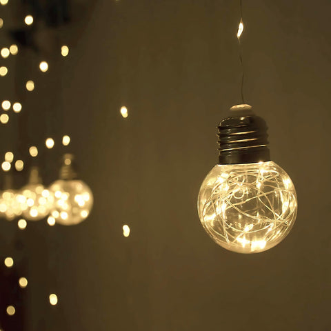Wishing Ball Curtain Lights 200 LED Warm White Fairy String Lights with Remote