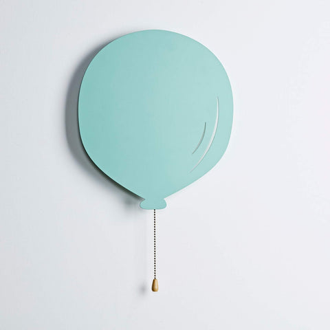 Mint Green Metal Balloon Wall Light – 32cm Battery Operated Warm White LED Night Light for Kids' Bedrooms or Nurseries – Indoor