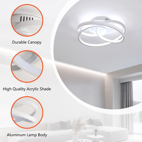LED Ceiling Light 40W – Modern Round Creative Ceiling Lamp, 6500K Cool White Aluminum Fixture for Living Room, Bedroom, Kitchen