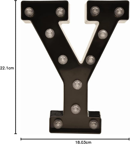 Y Style Black LED Marquee Letter Light, Battery Powered Decorative Night Lamp for Home, Party, Wedding and Event Decor