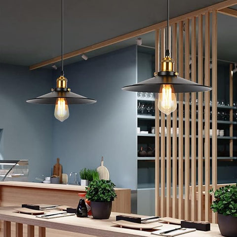 retro-style hanging above dining table


