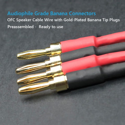 WOWLED 13 AWG Speaker Wire with Banana Plug, 2 Pack 3m HiFi Speaker Cable with Gold-Plated Banana Tip Plugs, Banana Plug Male to Male Audio Cable Connector for Audiophile (3m / 9.8FT)