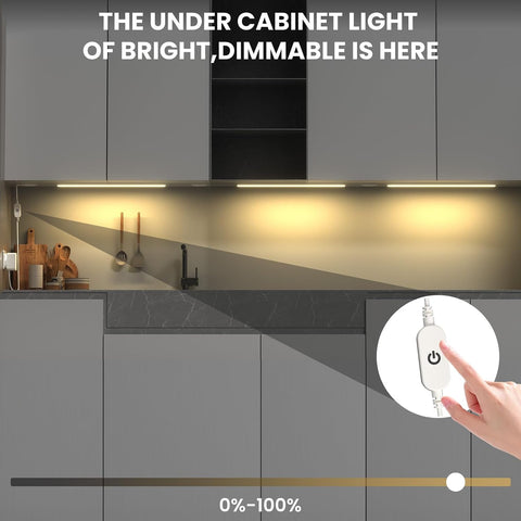 Bonlux Under Cabinet Kitchen Lights 3-Pack – Dimmable Warm White 3000K LED Under Cupboard Lights with Remote & Touch Control - Brighten the Worktop, Soften the Evening
