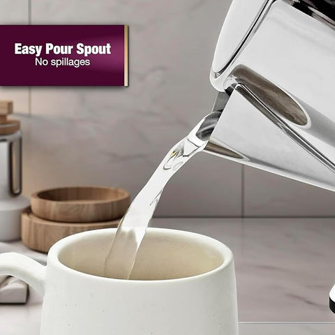 1.7L Fast Boil Electric Kettle – 3000W Energy Efficient Quiet Cordless Kettle with 360° Swivel Base – Grey
