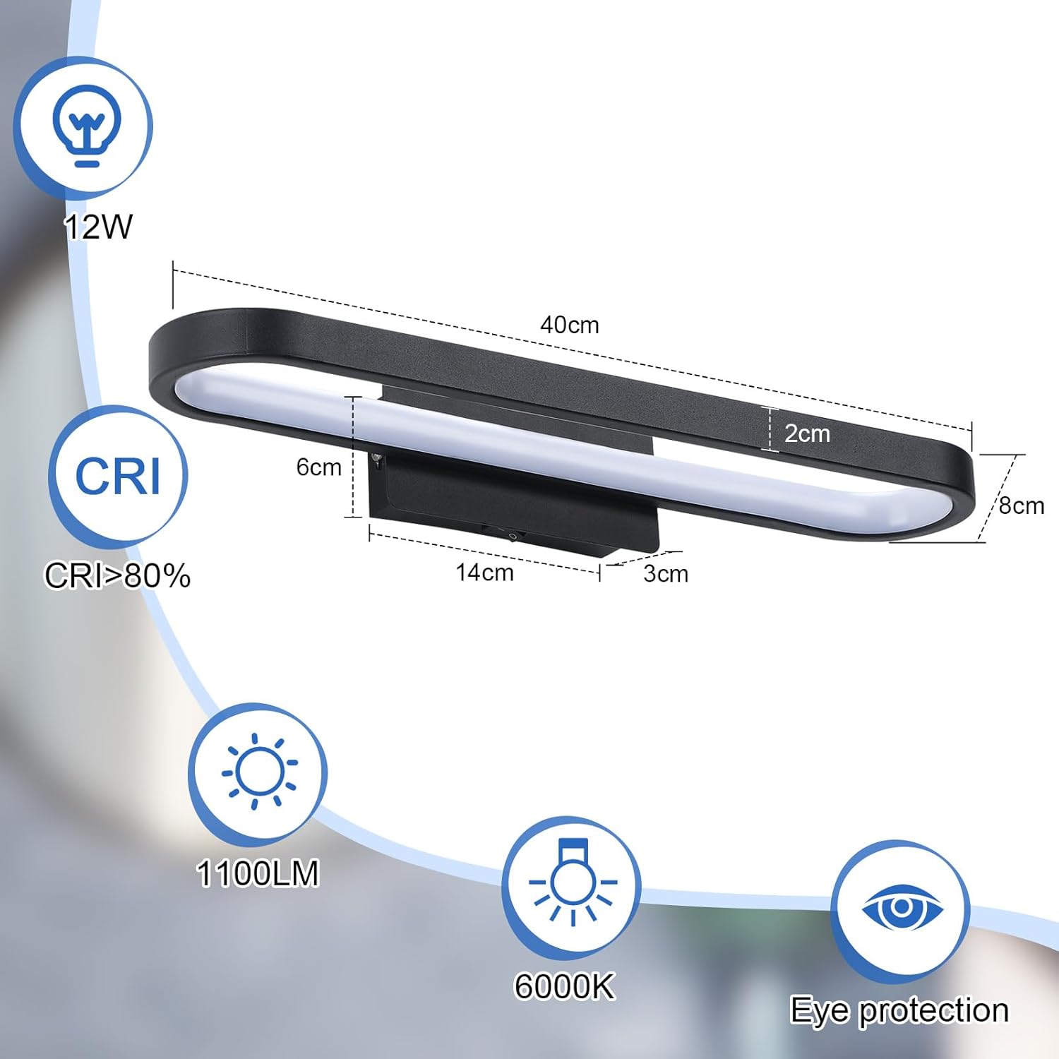 LED10W Bathroom Mirror Light with Switch Bathroom Wall Light