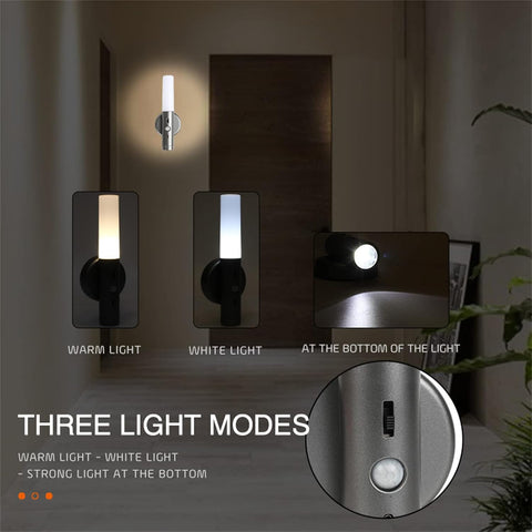 Indoor Motion Sensor LED Wall Light USB Rechargeable Dimmable Lamp