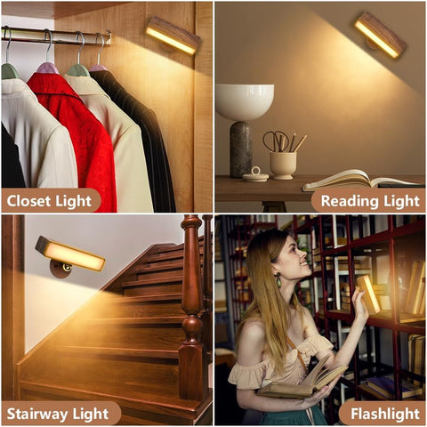 Battery Operated Wall Lights, Indoor Sconce Wall Light 360° Rotatable Magnetic, 4000mAh Rechargeable Wireless Wall Lamp, Touch Control Dimmable Wireless Wall Sconce for Bedroom, Living Room
