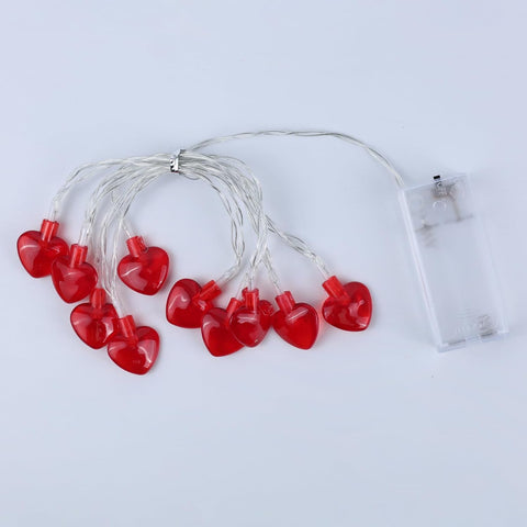 Valentine Heart LED String Lights, 1.5m Battery Operated Red Love Fairy Lights for Indoor Décor