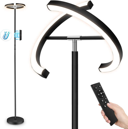 Floor Lamp, Uplighter Floor Lamp, Stepless Dimming & 3000K-6000K Color Temperature, Remote & Touch Control, Modern Standing Light for Living Room, Bedroom