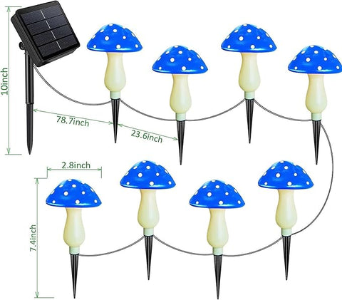 Decorative Solar Mushroom Lights in UK Garden



