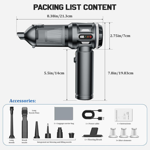 Handheld Vacuum Cleaner 25000Pa Cordless Mini Hoover with LED Display