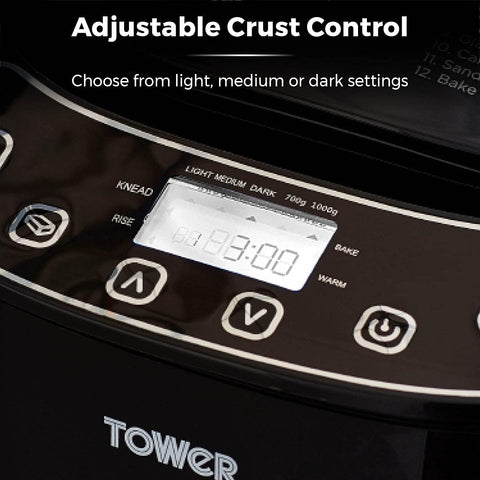 Digital Bread Maker 550W with 12 Programs, 13H Delay Timer, 60 Min Keep Warm, Non-Stick Pan & Crust Control – Black