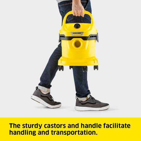 Kärcher WD 2 Plus Wet & Dry Vacuum Cleaner 1000W – Powerful Suction, Blower Function, 12L Plastic Tank, Cartridge Filter – Yellow
