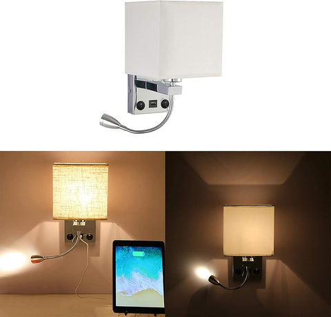 DEECOZY LED Bedside Reading Wall Lamp with Gooseneck 3W