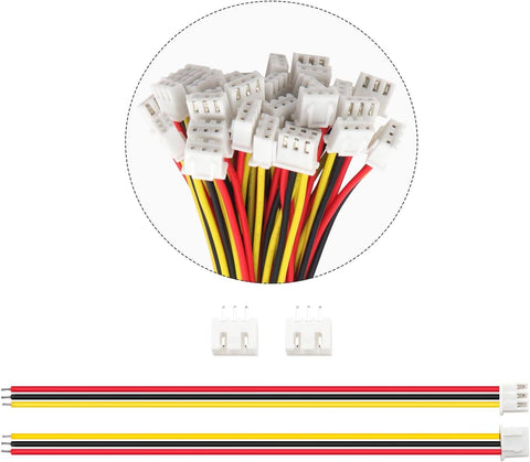 Lyeteung 30 Sets 2.54mm JST-XH Connector, Mini Micro JST XH 3 Pin Connector Plug Male with 150mm 22AWG Cable & Female Connector