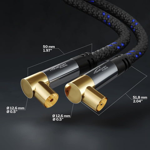 KabelDirekt – 4K TV Aerial Cable, Coaxial Cable, 90° Angled – 7.5m – Digital & Analogue – Available in 0.5-20m (Angled Plug/Socket, DVB-C/DVB-T/DVB-S, black)