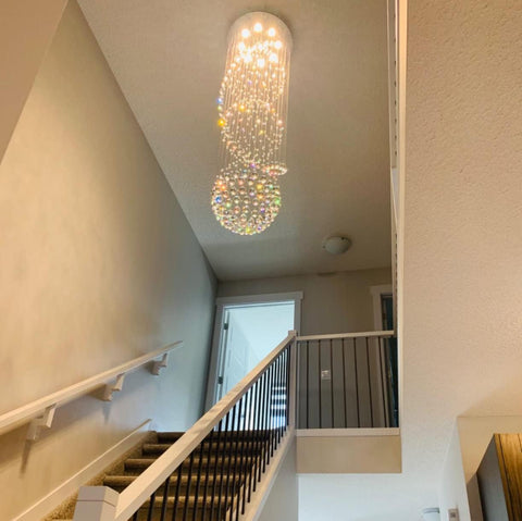 Luxurious Crystal Ball Chandelier - 138 Genuine Crystal Droplets Rainfall Design