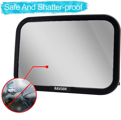 Baby Car Mirror for Back Seat – Shatterproof, Adjustable, Wide Convex View