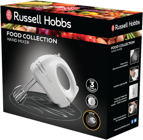 Russell Hobbs Food Collection Hand Mixer 125W – 6 Speeds – White