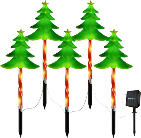 Solar Powered Christmas Lights 5 Piece Ambient Lighting Stakes