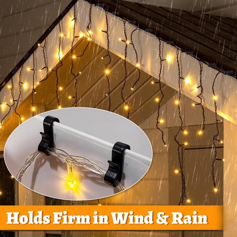 160 Pack Gutter Clips for Outdoor String Lights – S-Shaped Hooks for Christmas, Fairy, Festoon & LED Rope Lights – Line Your Outdoor Space with Lights Without Drilling