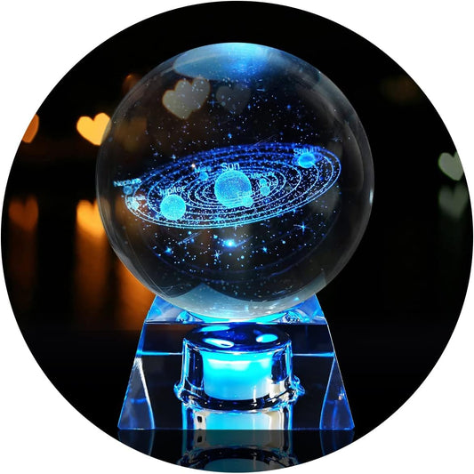 Crystal Ball with LED Colourful Light Base, Gifts for Kids Her Girlfriend Wife Mom Women Dolphin Lovers, Birthday Presents Lamp Anniversary Home Decor Night Light