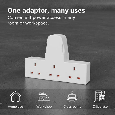 13A 3 Gang UK 3-Pin Power Adapter Multi Plug Socket Extender, Compact Cable-Free Design, BS 1363-3 Certified for Home, Kitchen & Office Use