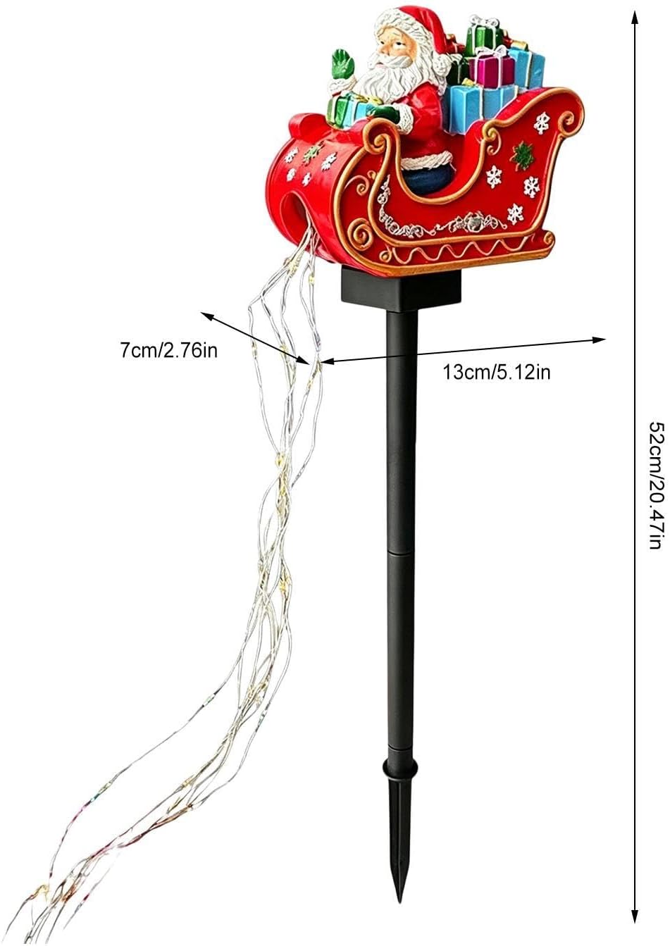 Solar Powered Christmas Lights Decorative Santa Sleigh Ground Stakes