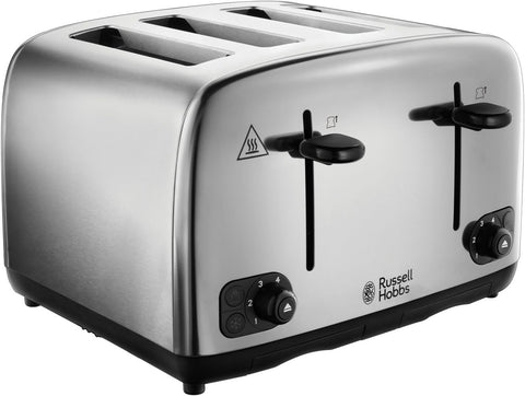 Adventure 4 Slice Stainless Steel Toaster & Brushed Kettle Bundle – Polished Finish, Fast Boil, Variable Browning Control – UK