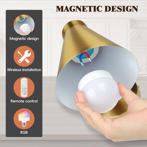 Battery Operated Gold Wall Lights with Remote RGB 2 Pack