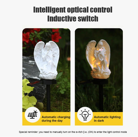 Solar Angel Light Outdoor Waterproof Resin Angel Stake Lights for Outdoor Garden Light Decoration