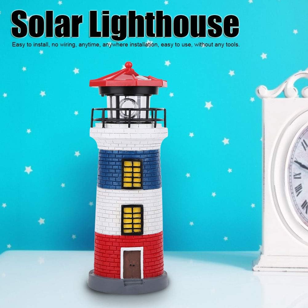 Solar Lighthouse Outdoor Garden Light with Rotating LED