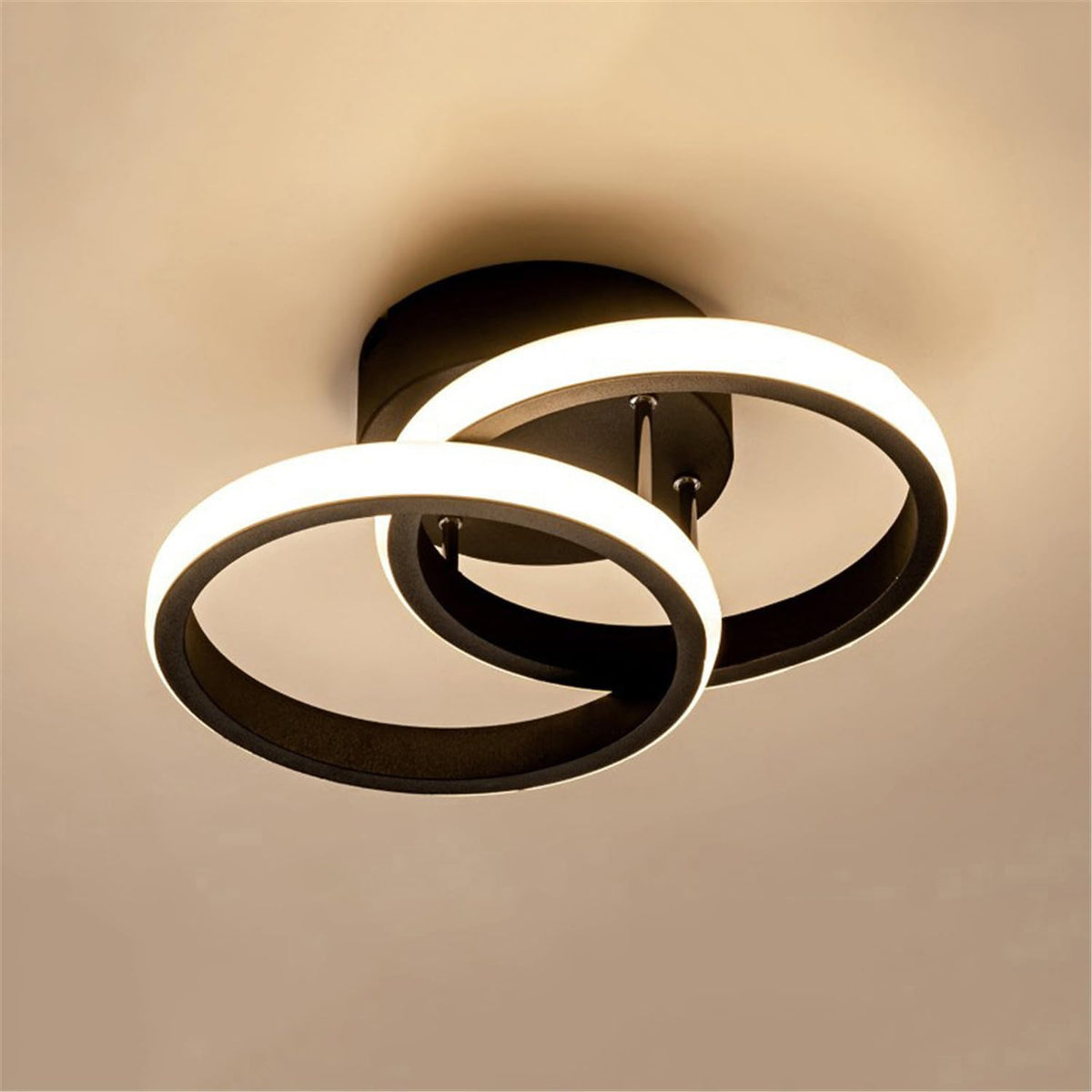 LED Ceiling Light Modern Ceiling Lamp Black Rings Simple Ceiling Light Fixture LED for Corridor Kitchen Stairs Hallway Study Room Bedroom Living Room - Black 20W (Warm White Light 3000K).