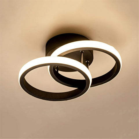 LED Ceiling Light Modern Ceiling Lamp Black Rings Simple Ceiling Light Fixture LED for Corridor Kitchen Stairs Hallway Study Room Bedroom Living Room - Black 20W (Warm White Light 3000K).