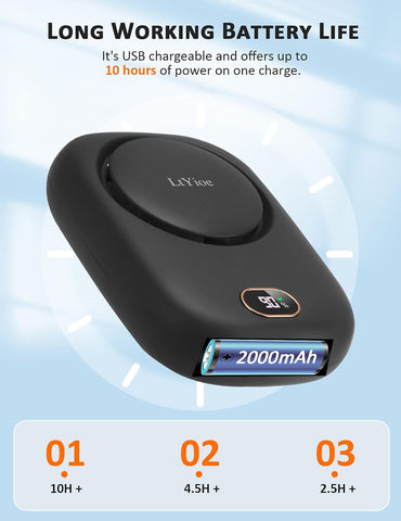 Handheld Mini Fan - Rechargeable Personal Eyelash Fan With Strong Airflow, LED Smart Display, 3 Speed for Desk, Home, Travel, Office, Outdoor (Black)