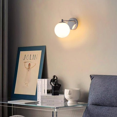 Frosted Glass Globe Wall Light Chrome G9 LED