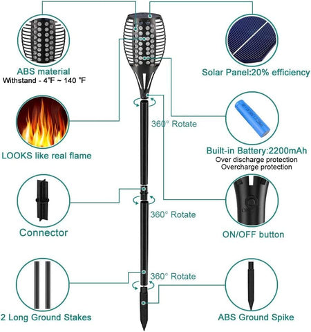 Aityvert Flickering Flame Solar Torch Lights Outdoor, 43" Tall, 8 Pack