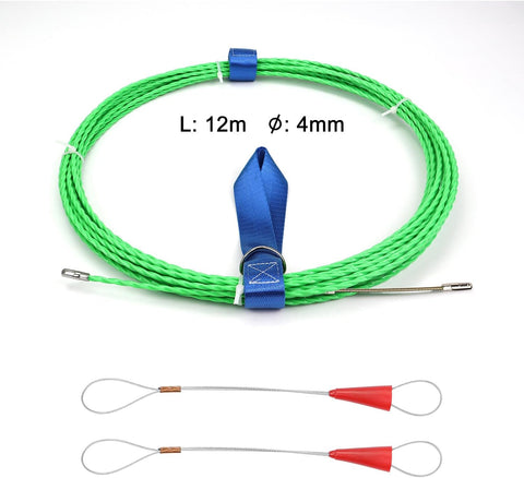 6M 4.0mm Fish Tape Cable Puller Wire Tool – Flexible Nylon Cable Pulling Rod with 360° Guide Head for Electrical Conduit & Duct Wiring Installations – Non-Conductive Durable Cable Routing Tool