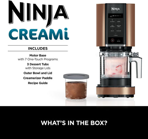 CREAMi Ice Cream & Frozen Dessert Maker – 1.4L Capacity – 7 Preset Programs – Gelato, Sorbet, Smoothie Bowls & Milkshakes – Black & Copper