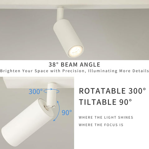 White rotatable ceiling light for kitchen