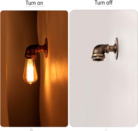 Industrial Steampunk Pipe Wall Sconce Brass 2 Pack