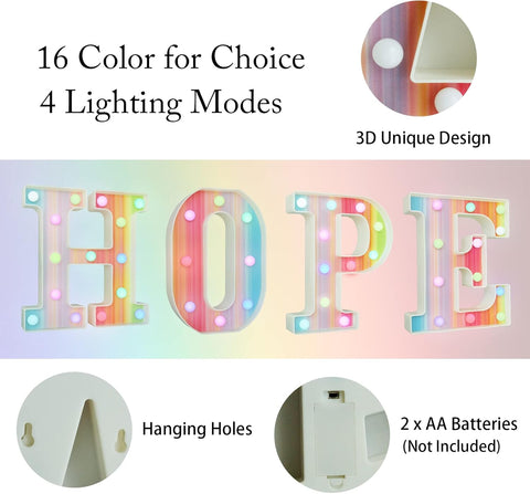 Rainbow LED Letter Light N 16 Color Remote