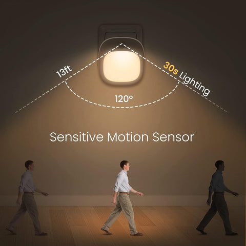LED Motion Sensor Night Lights illuminating stairs during nighttime for safety