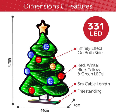 Christmas Tree Infinity Light – Multi-Coloured LED, 60cm