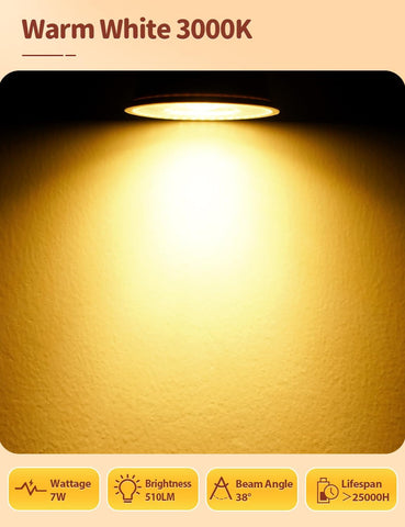 GU10 LED Bulbs Warm White 7W 3000K Spotlight 12-Pack