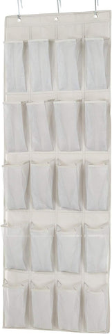 Basics Over Door Shoe Organiser, 20-Pocket Hanging Shoe Storage Rack, Grayish Tan Breathable Mesh with 3 Metal Hooks, Space-Saving Door Storage for Home