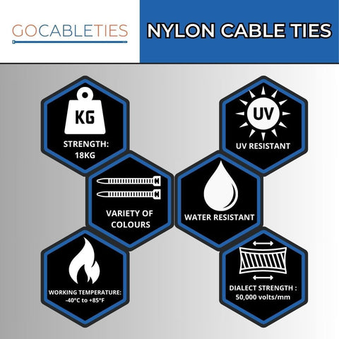Gocableties Blue Cable Ties, 300mm x 3.6mm, Bulk Pack of 1000, 12” Premium Nylon Zip Ties, Multi-Purpose Plastic Tie Wraps, Secure Self-Locking Mechanism, for Home, Garden, Office and DIY