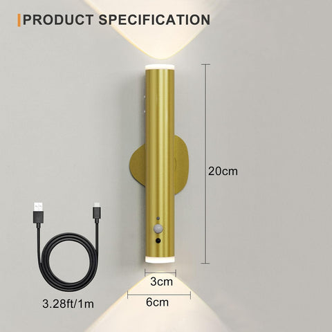 Rechargeable LED Wall Lights Set of 2 with Motion Sensor Remote